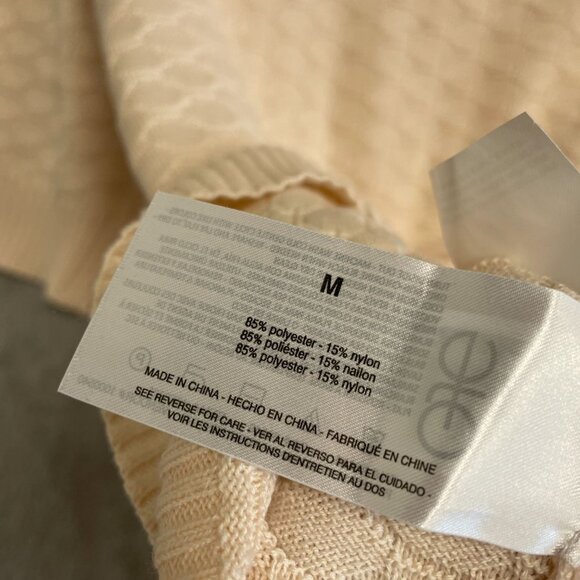 NWOT Ella Moss Women's M V-Neck Short sleeve Sweater Peach Honeycomb Textured - Picture 7 of 10